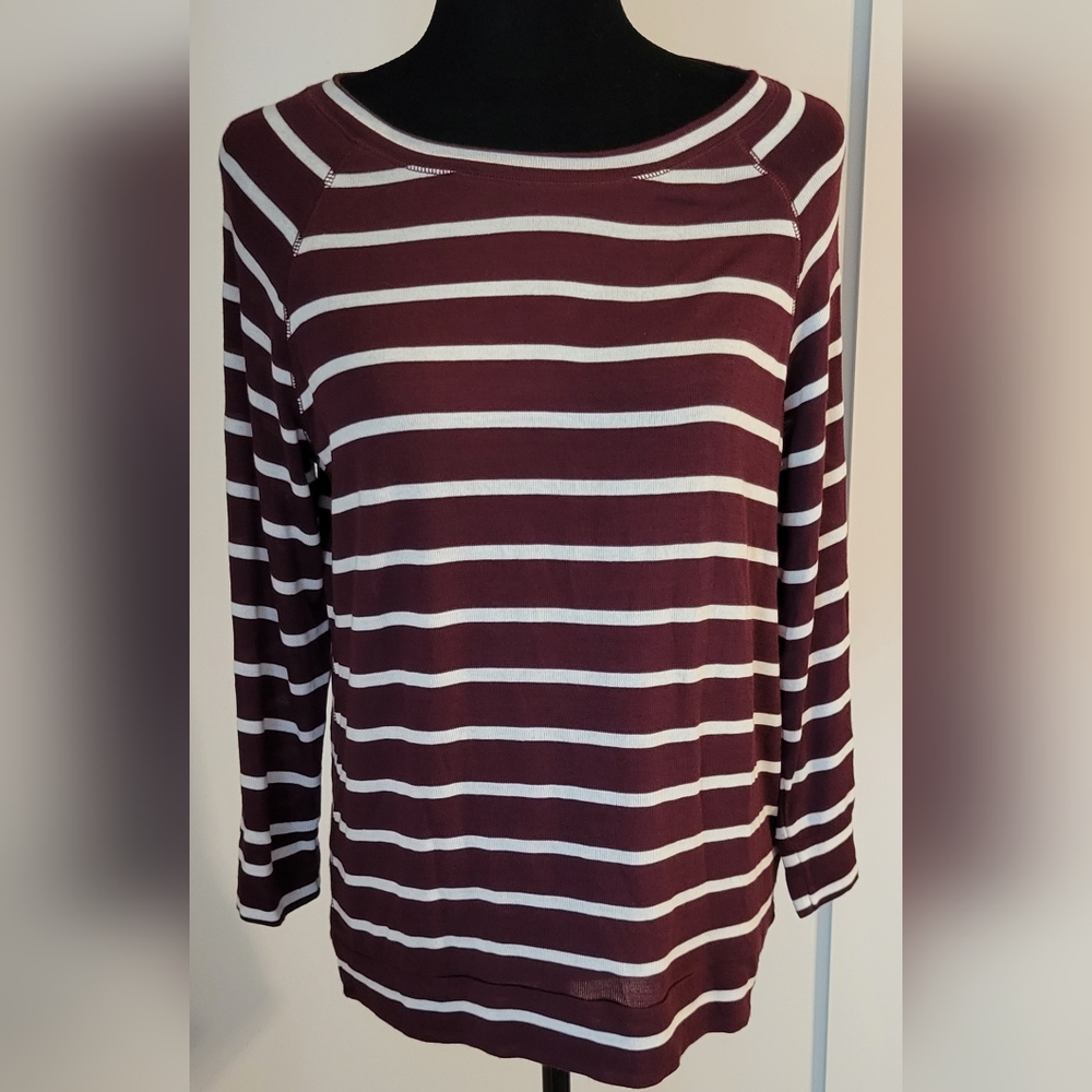Light weight, soft long sleeve, striped top, size medium